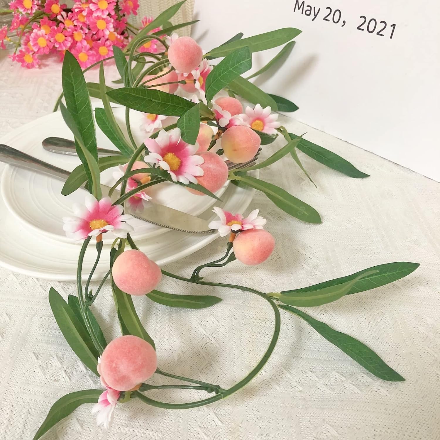 Artificial Peach Hanging Vine Garland for Home Decor