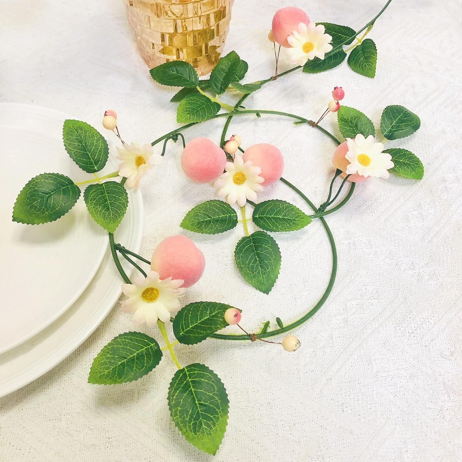 Artificial Peach Flower Vine Garland for Wedding Home Decor