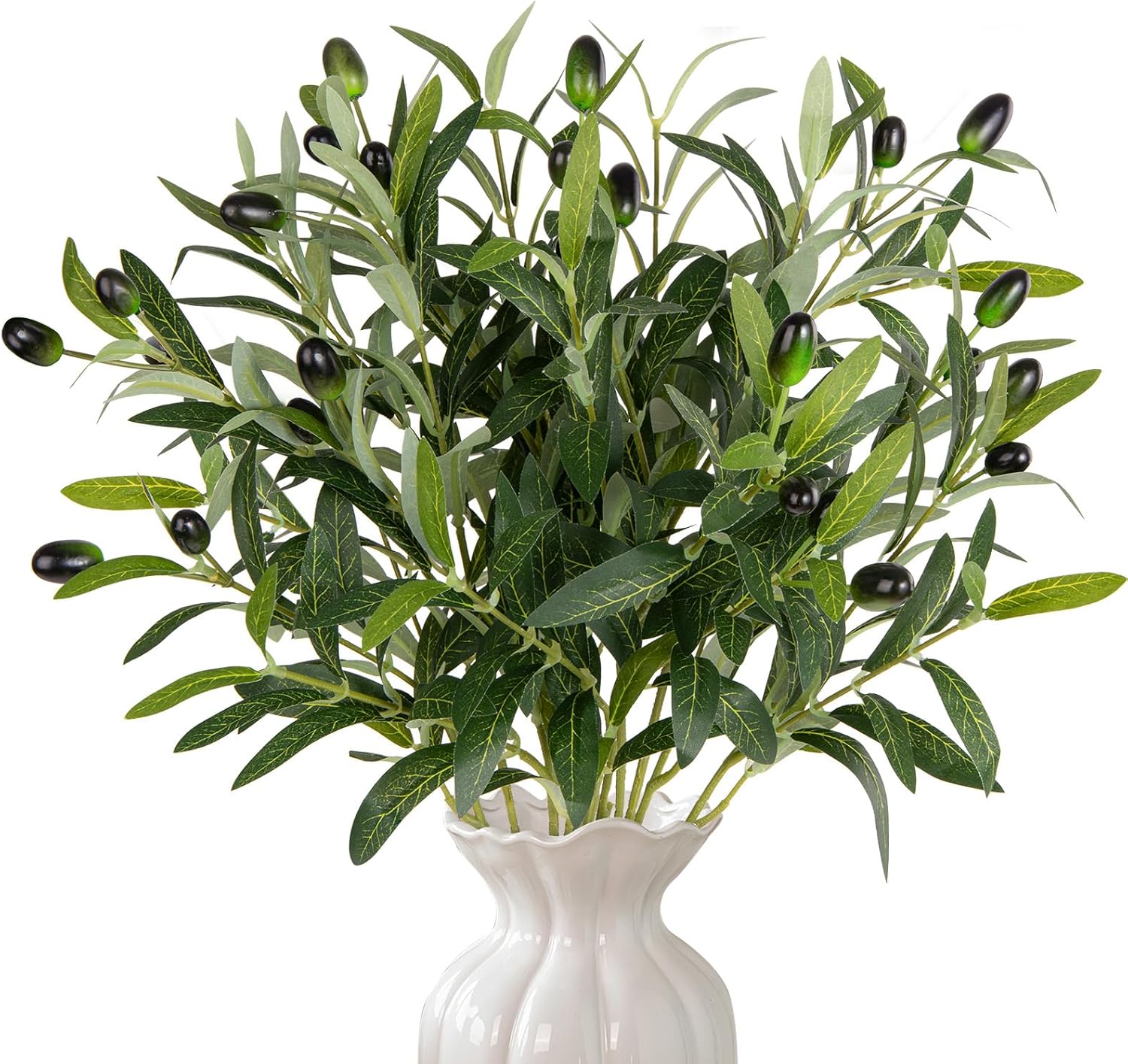 XONOR Artificial Olive Branches 6Pcs 16 Inch Set