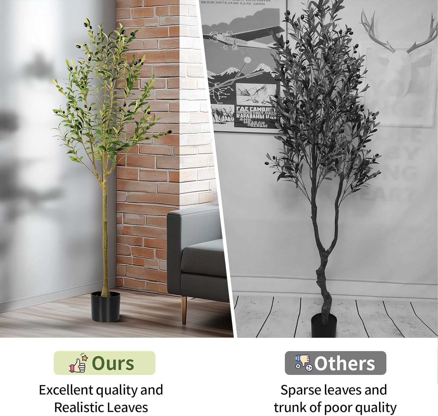 Hylmiip 5FT Artificial Olive Tree for Home Office Decor