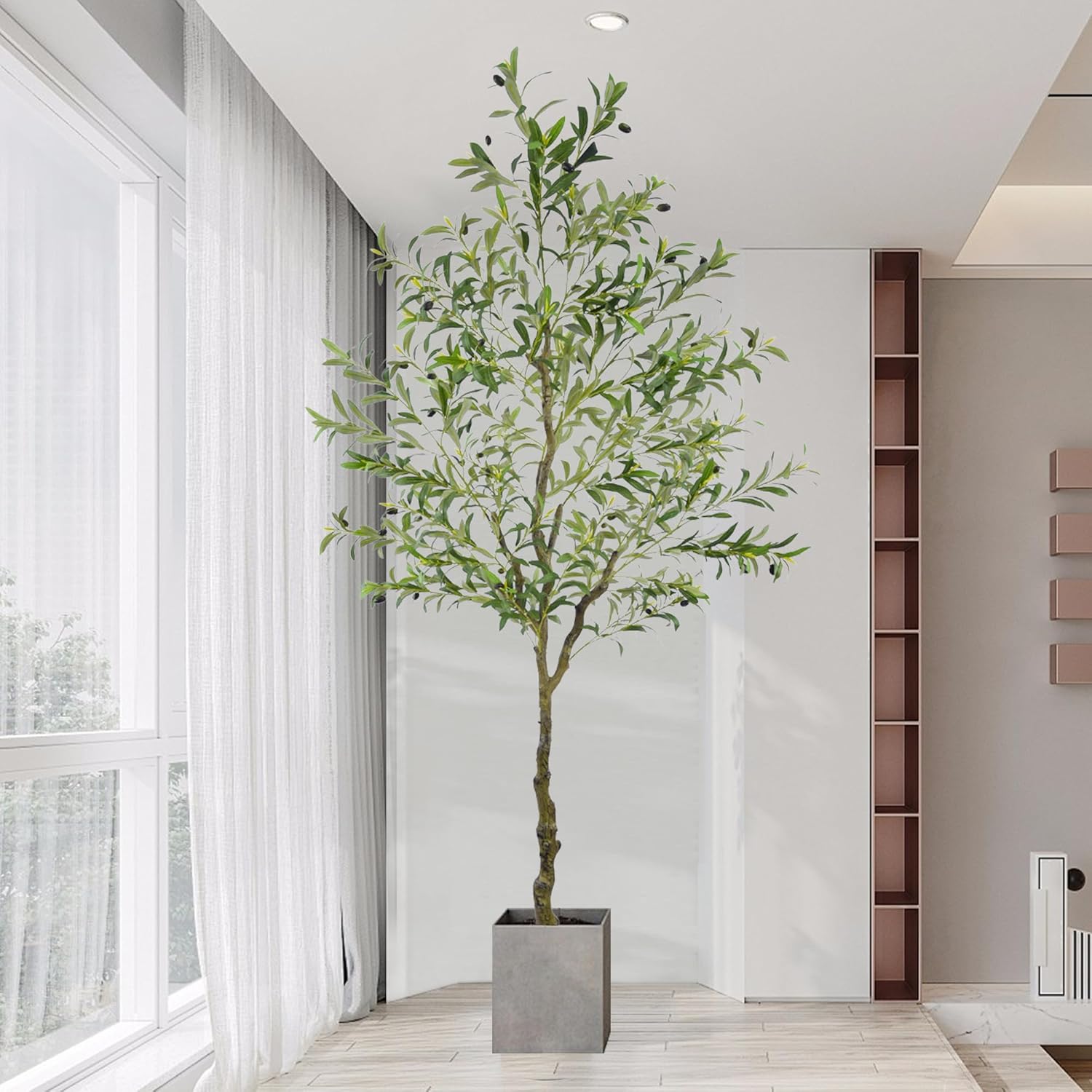 Tings Time 75ft Artificial Olive Tree with Potted Planter