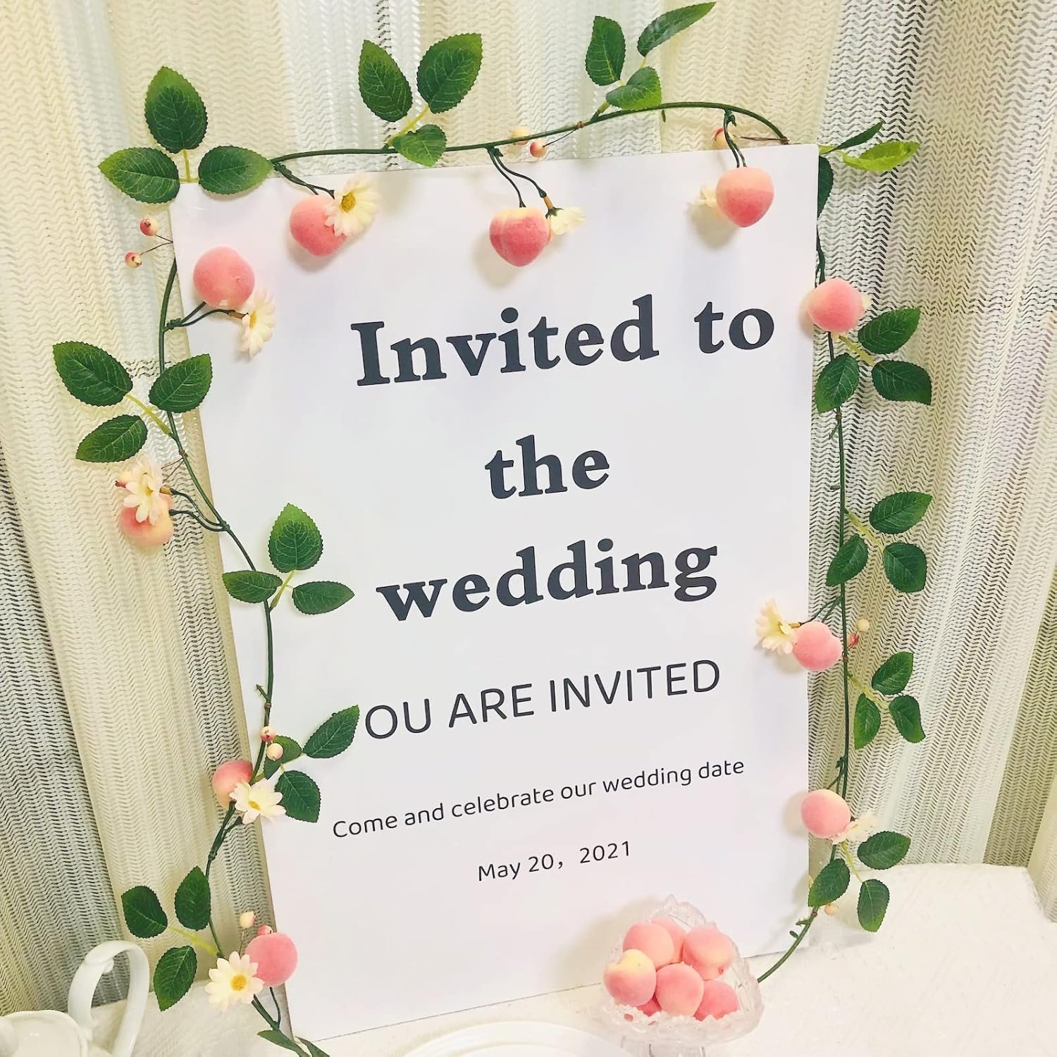 Artificial Peach Flower Vine Garland for Wedding Home Decor