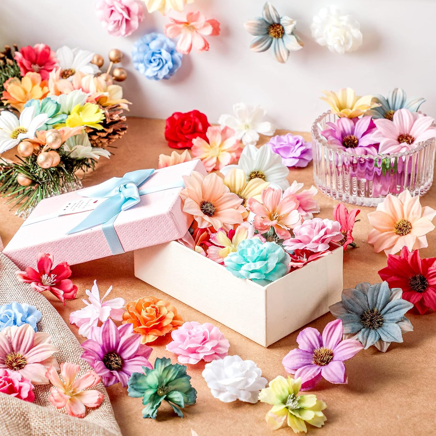 Hoteam Assorted Silk Artificial Flowers 100 Pcs