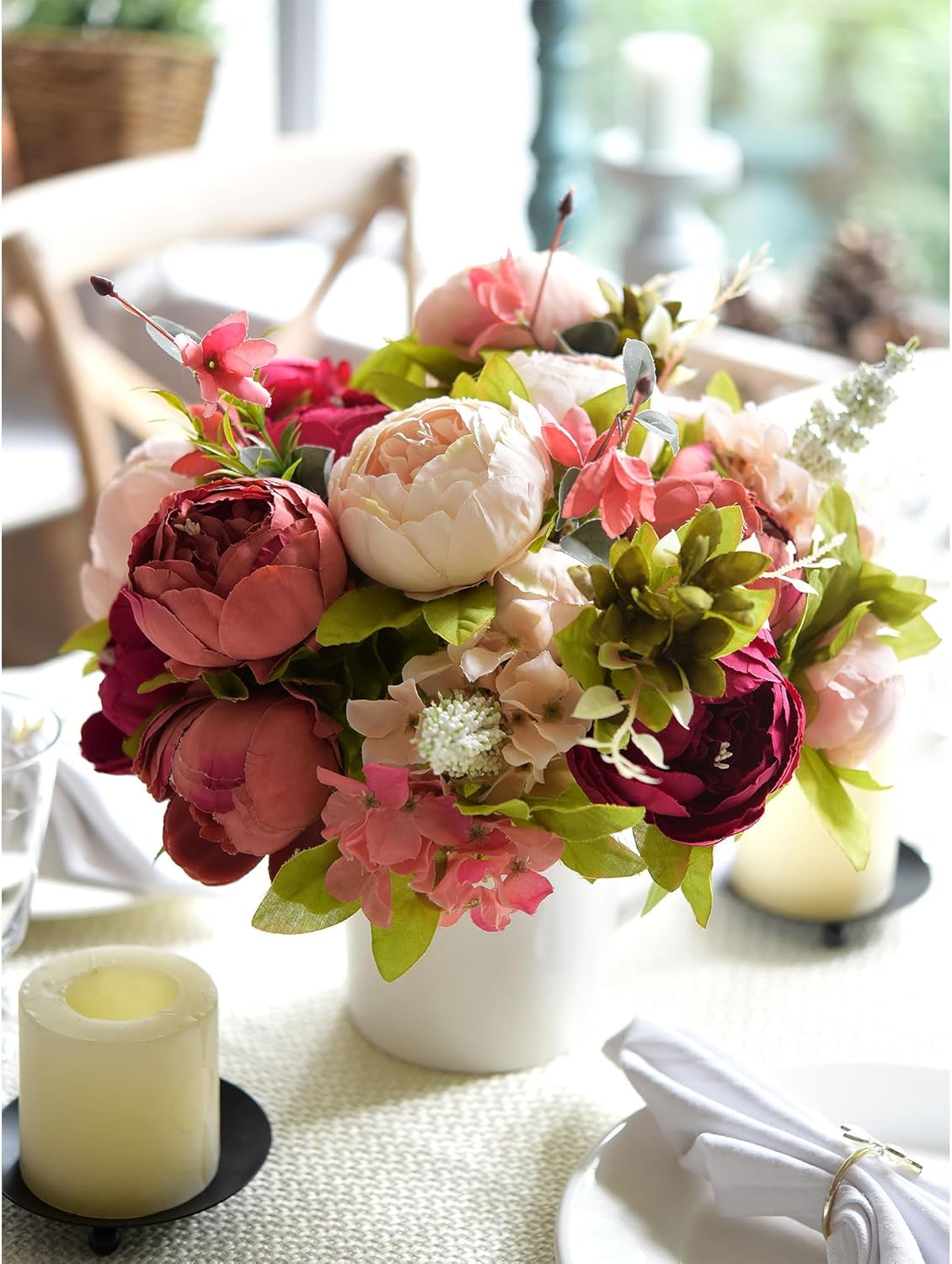 FiveSeasonStuff Passion Blush Artificial Peony Bouquet
