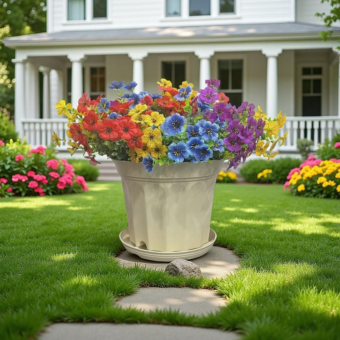 Artificial Flowers Faux Plants Summer Decor 16 Bundles Blue