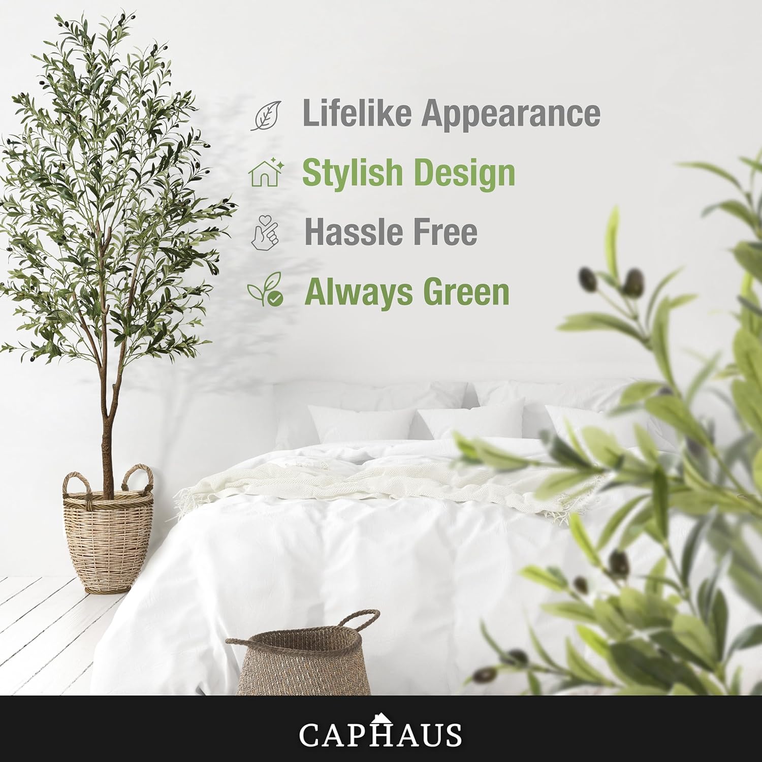 CAPHAUS 7 Feet Artificial Olive Tree with Pot