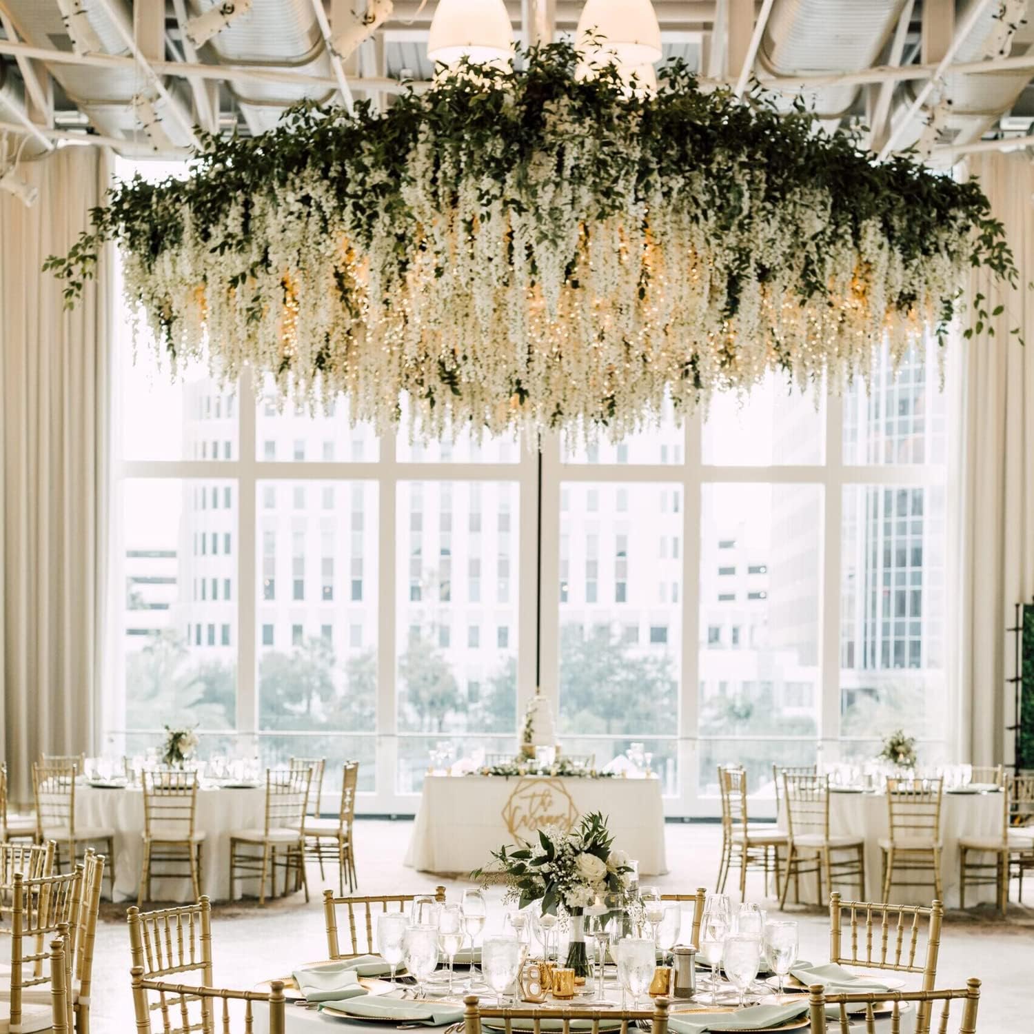 12Pcs Artificial Wisteria Flowers Hanging Garland Decor