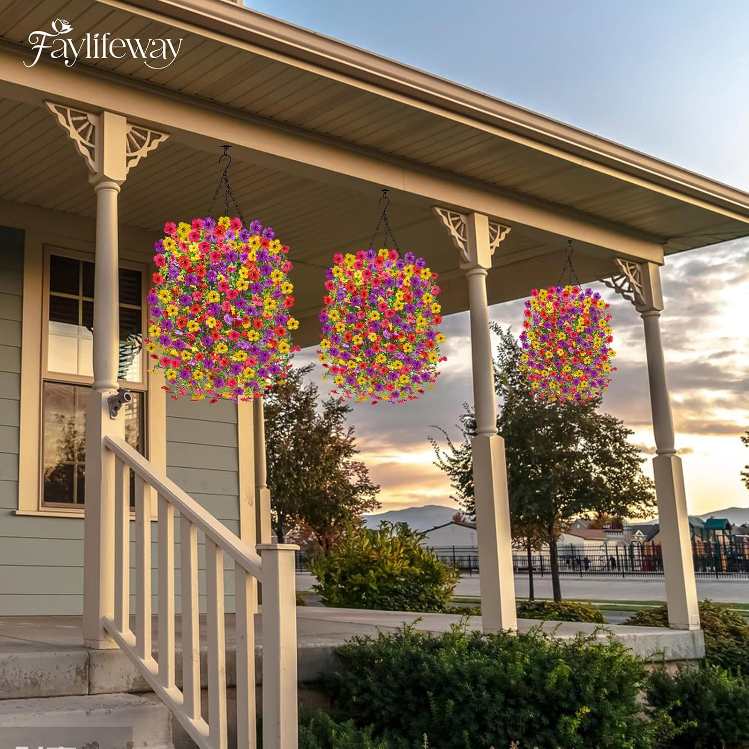 Upgrade UV-Resistant Artificial Hanging Flowers 4PCS