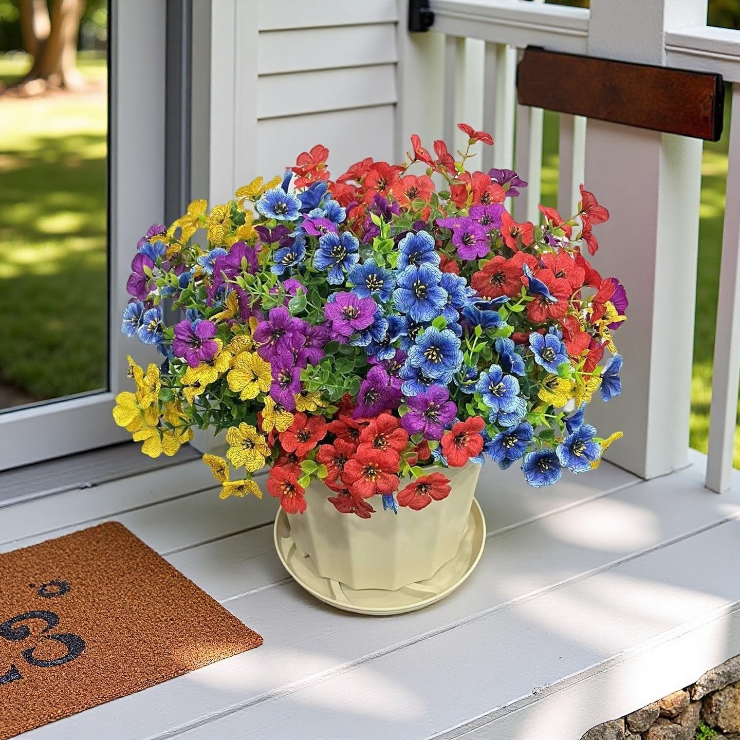 Artificial Flowers Faux Plants Summer Decor 16 Bundles Blue