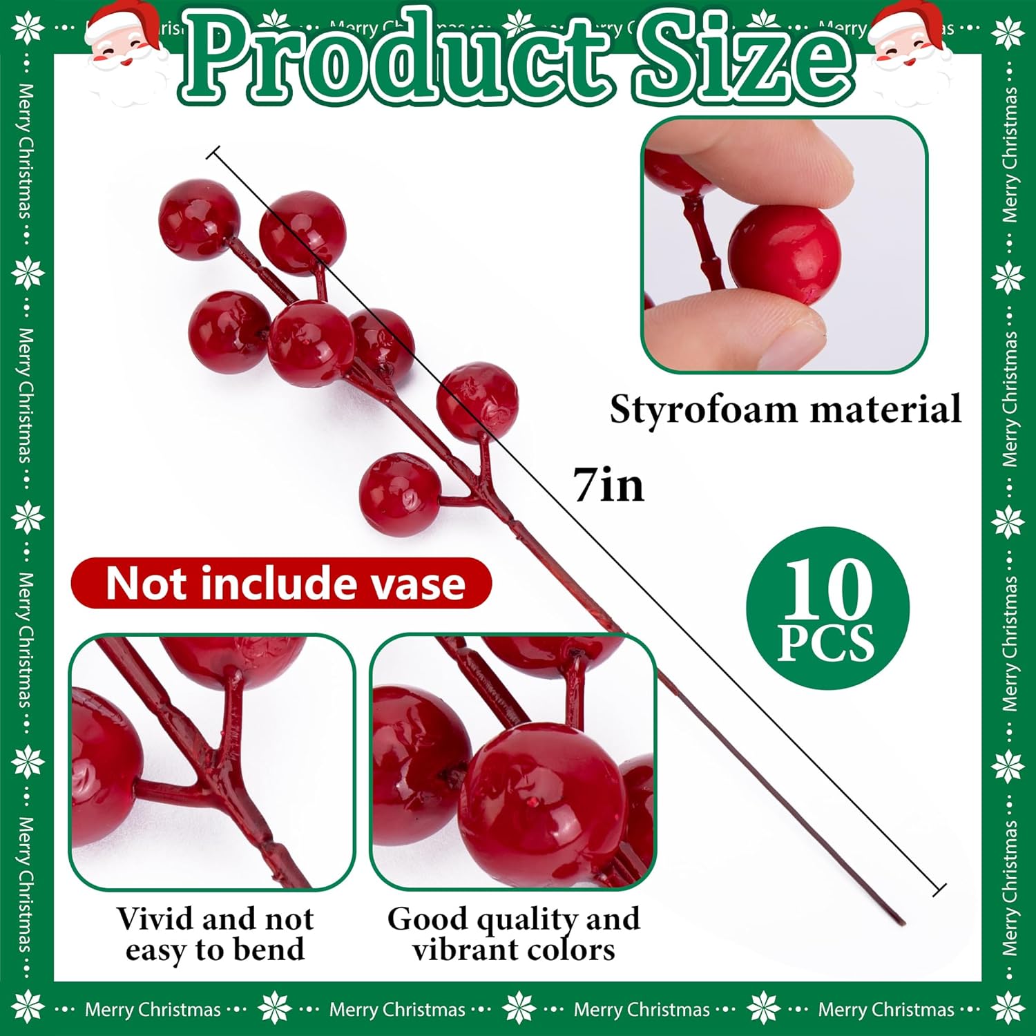 Watayo 45 Pcs Christmas Artificial Pine Branches with Red Berries
