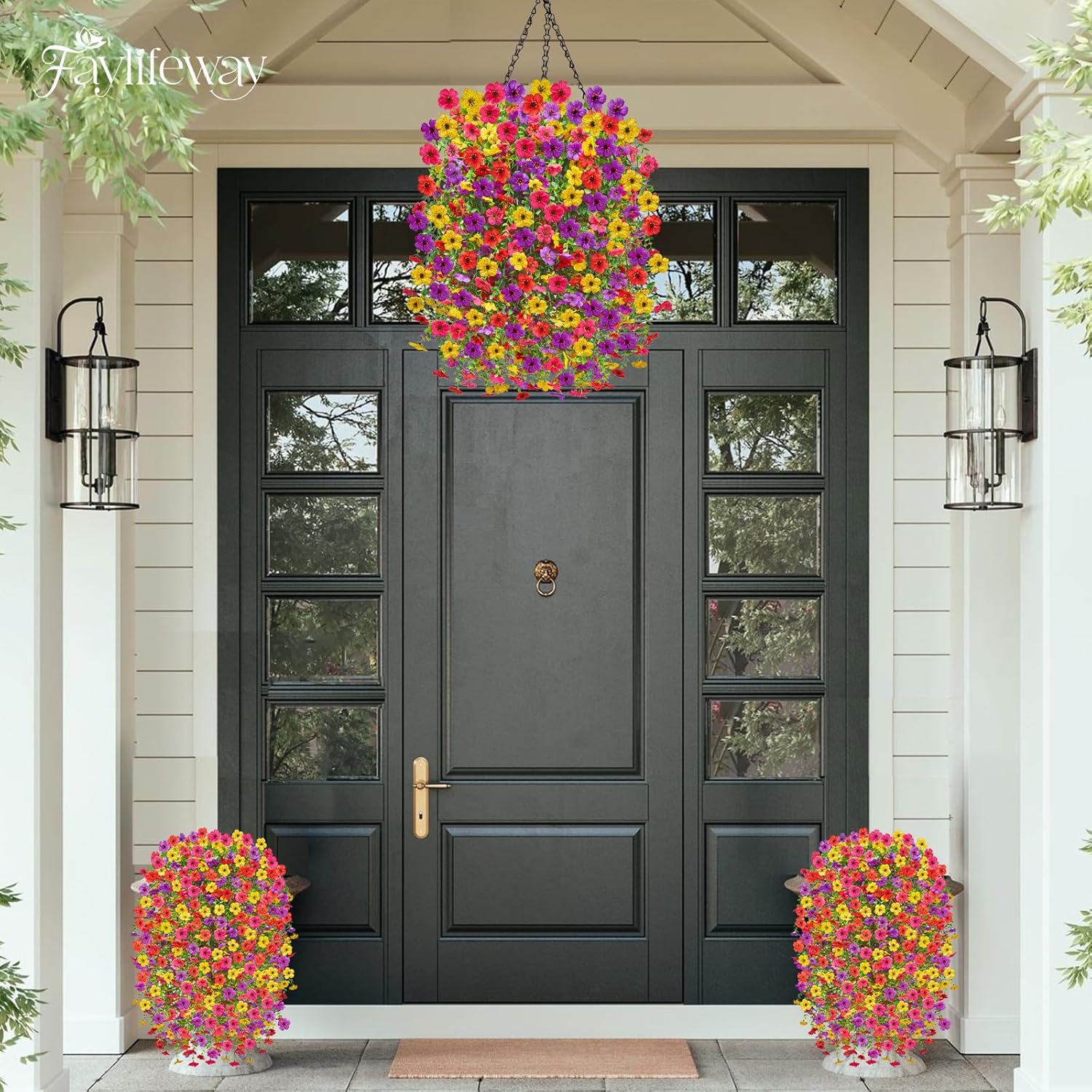 Upgrade UV-Resistant Artificial Hanging Flowers 4PCS
