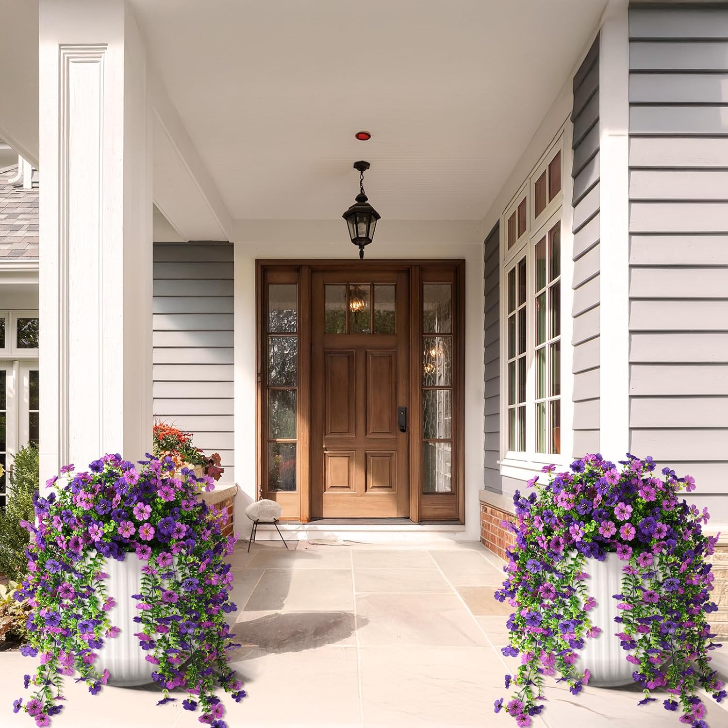 Hommyea Artificial Hanging Flowers Double Purple