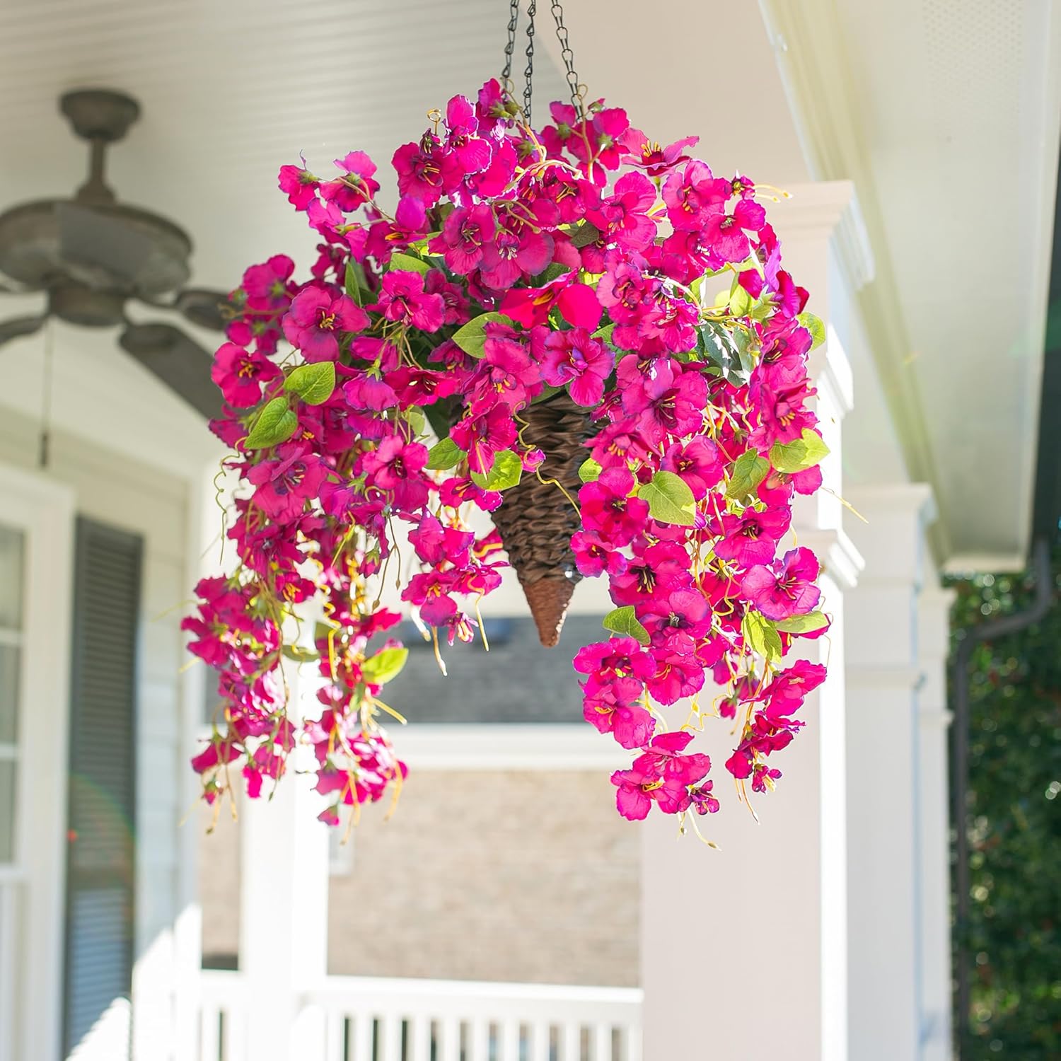 Ivydale Artificial Hanging Hibiscus Flowers 2pcs Fuchsia UV Resistant Decor