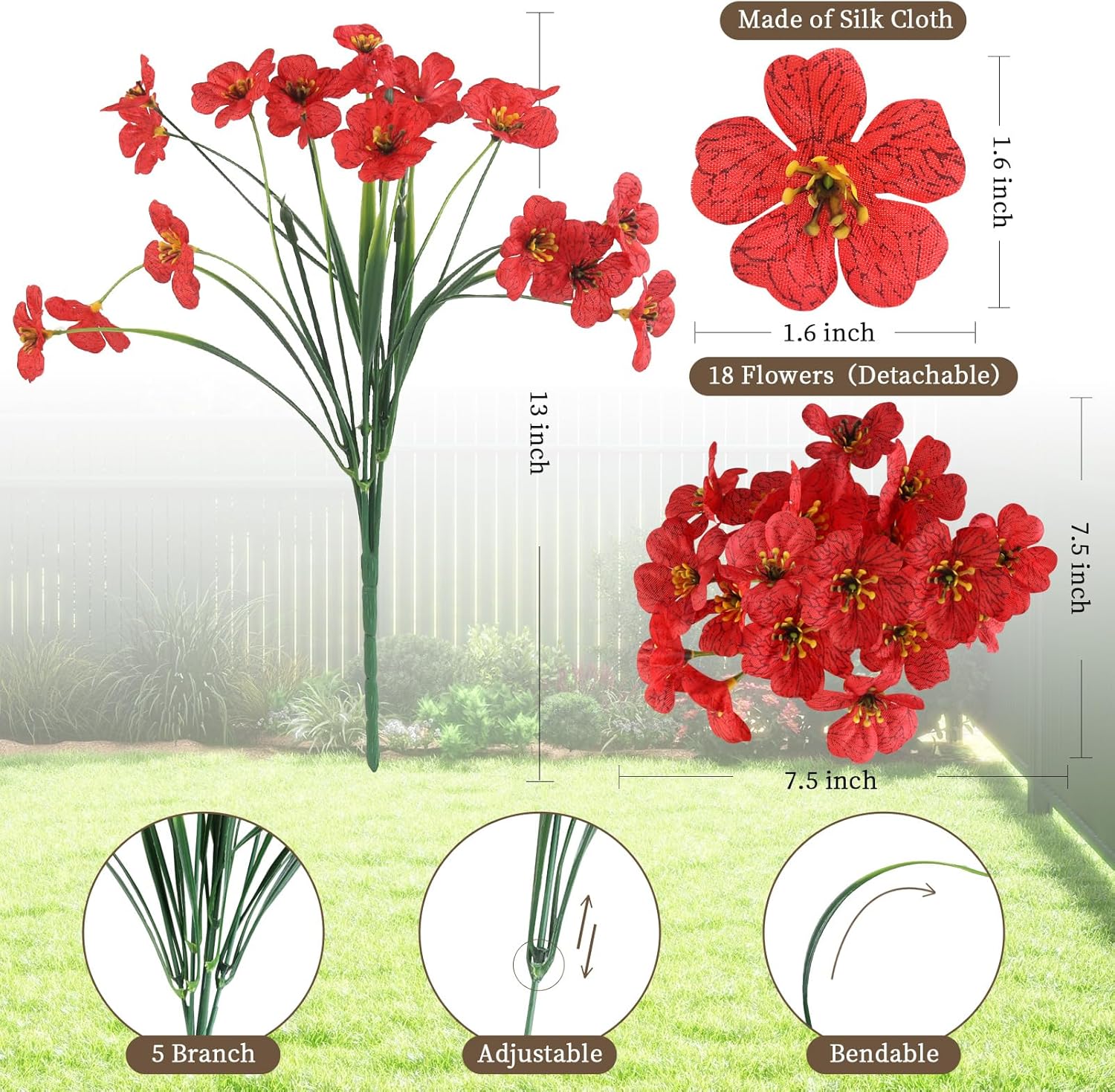 24 Bundle Artificial Flowers 8 Colors