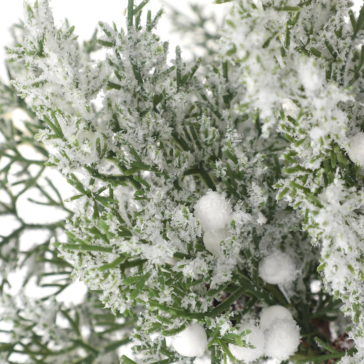 Lyrow 24 Pcs White Berry Christmas Artificial Cedar Branches with Snow