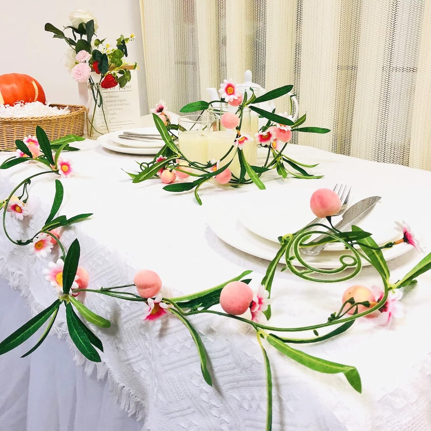 Artificial Peach Hanging Vine Garland for Home Decor