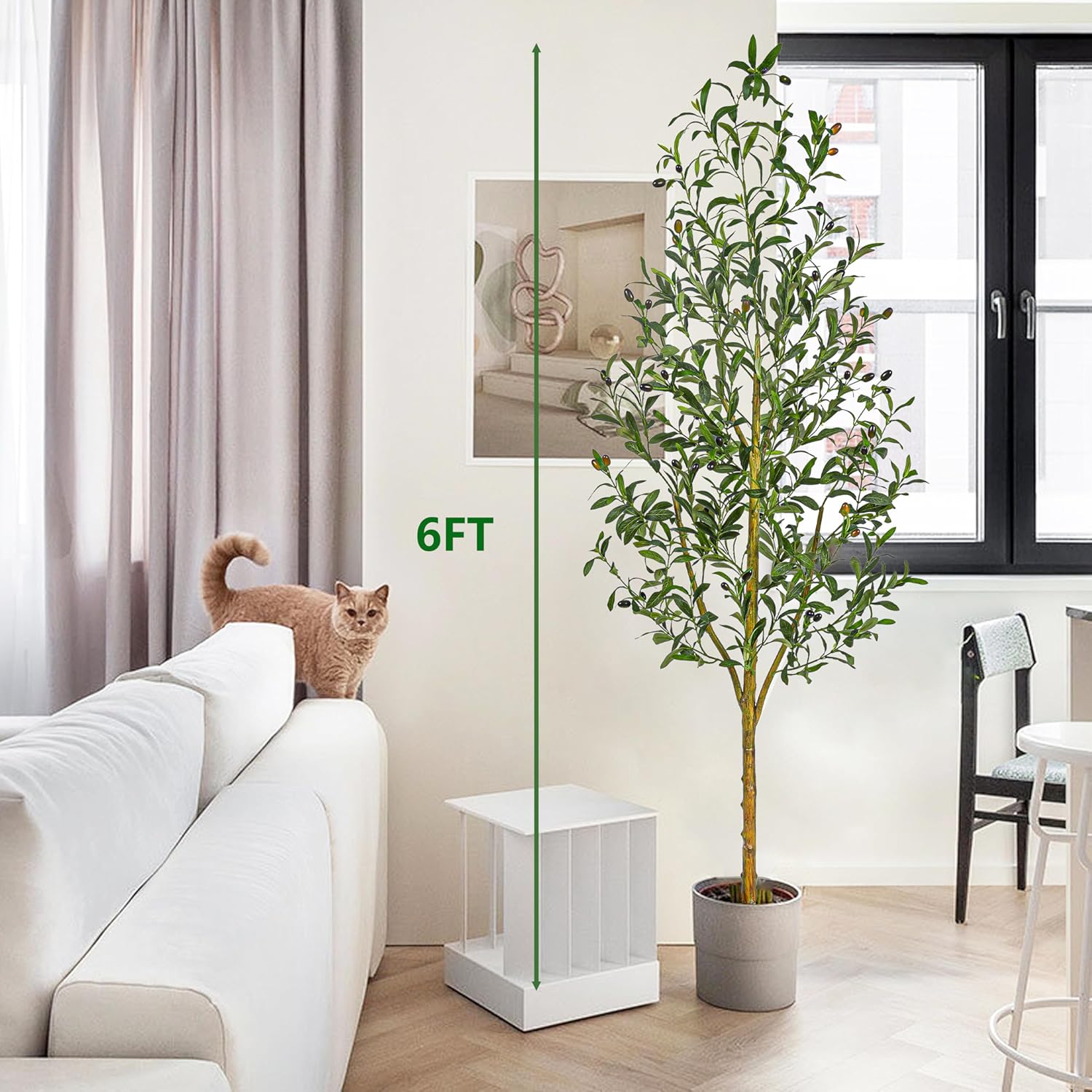 Artificial Olive Tree with White Planter Home Decor