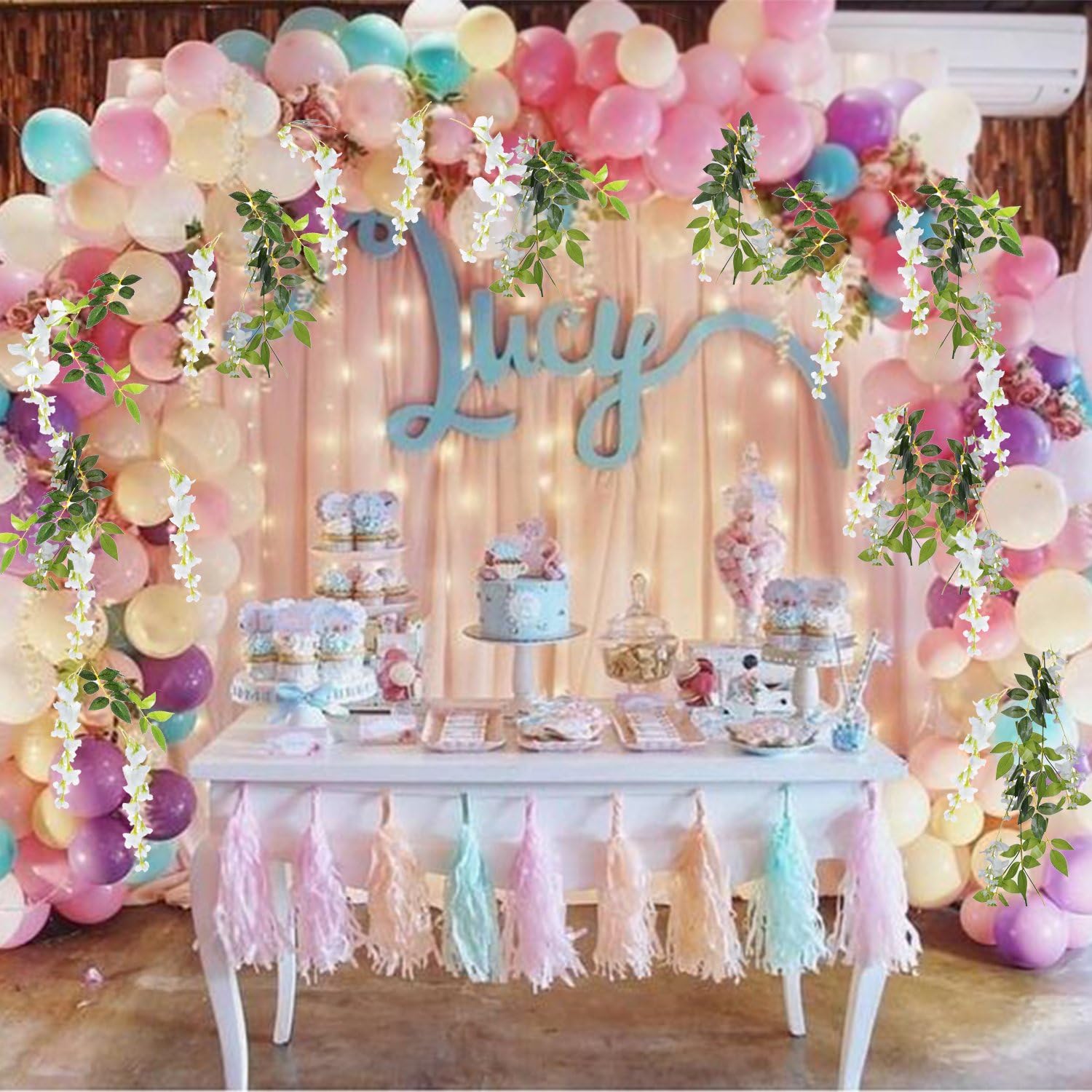 DearHouse 4Pcs 66Ft Artificial Wisteria Garland