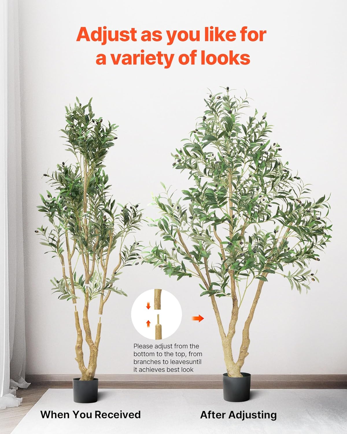 VEVOR 6FT Artificial Olive Tree with Realistic Fruits and Leaves