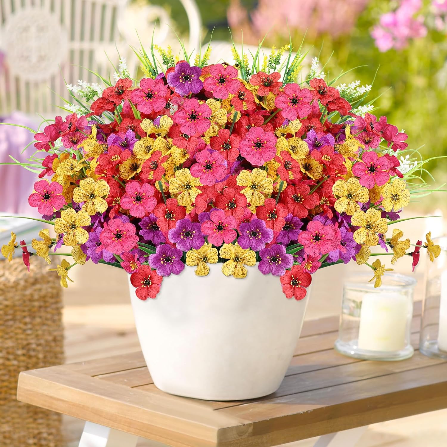 24 Bundle Artificial Flowers for Outdoor Decor