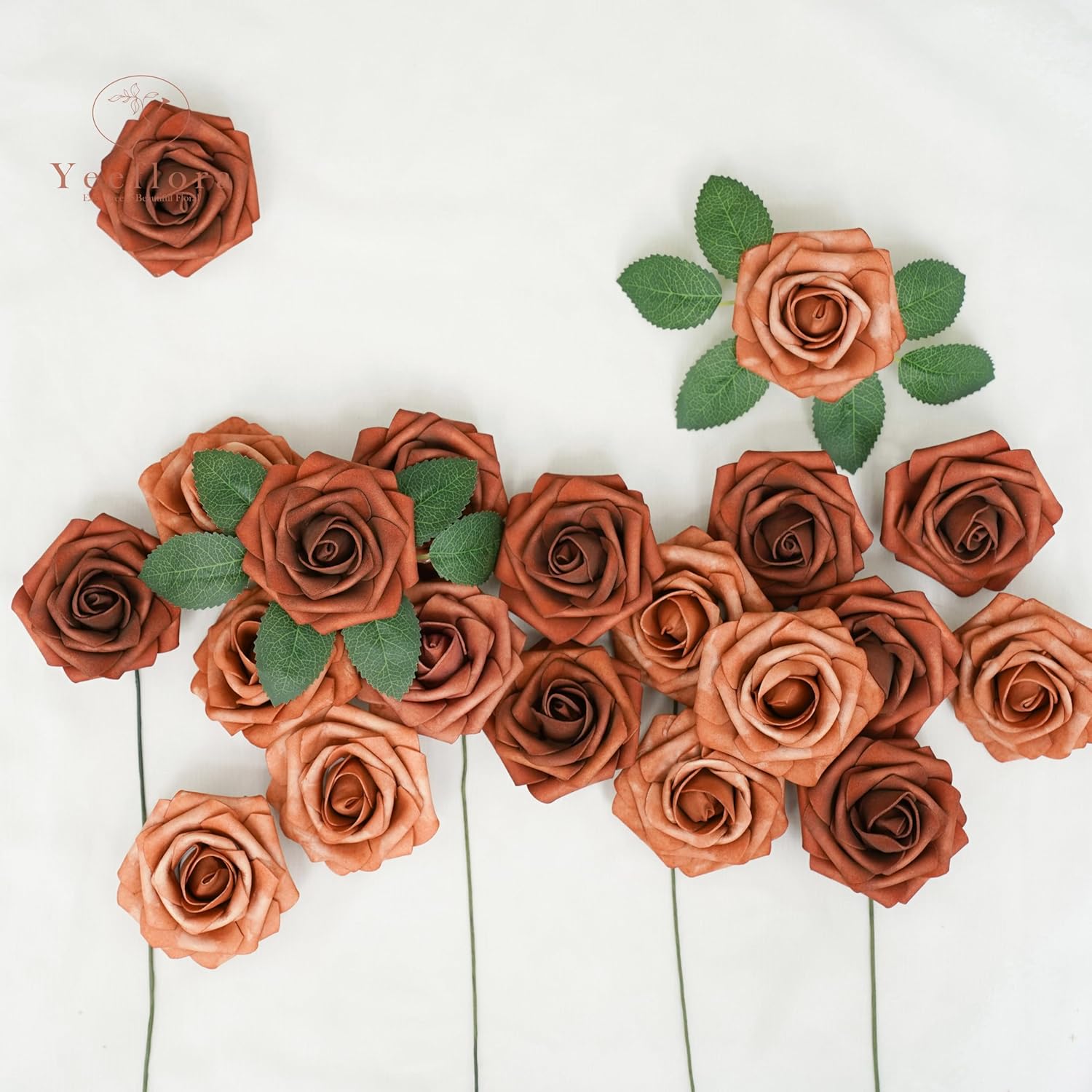 Artificial Flowers 25pcs Terracotta Foam Roses for Wedding Bouquets Centerpieces