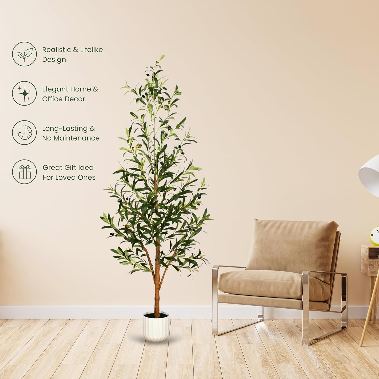 Realistic 5ft Artificial Olive Tree with Pot