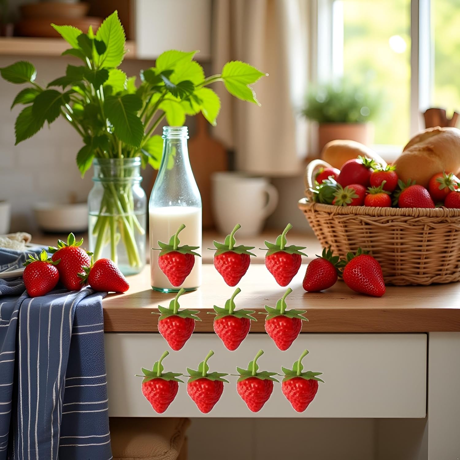 10 Pcs Realistic Plastic Artificial Strawberries Decoration
