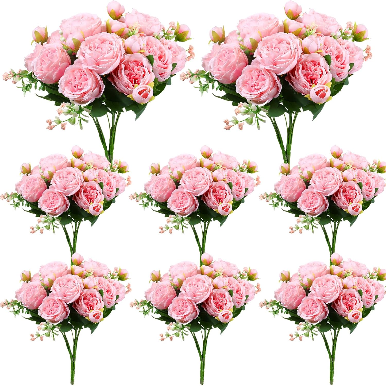 Geosar 8 Bundle Artificial Pink Peonies Flowers