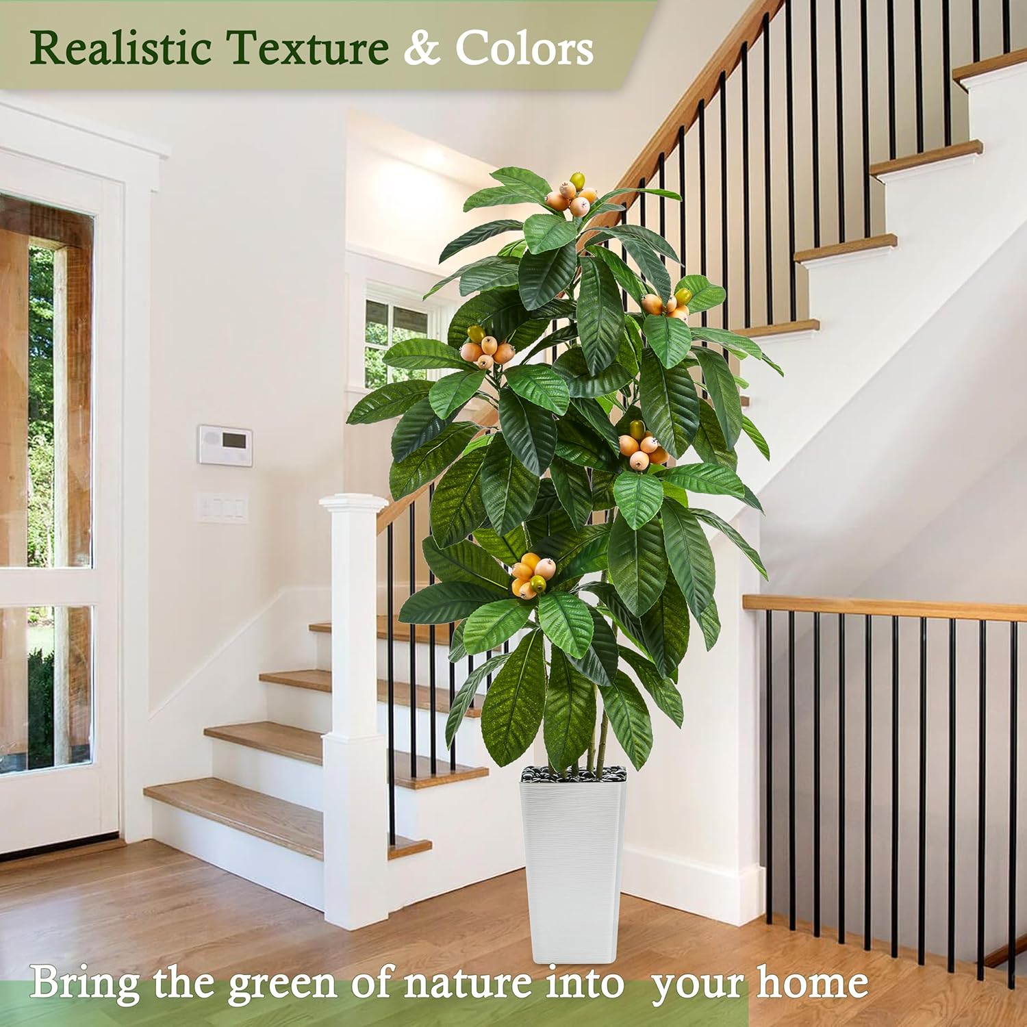 Realistic Artificial Loquat Tree with Lifelike Fruits 5FT White