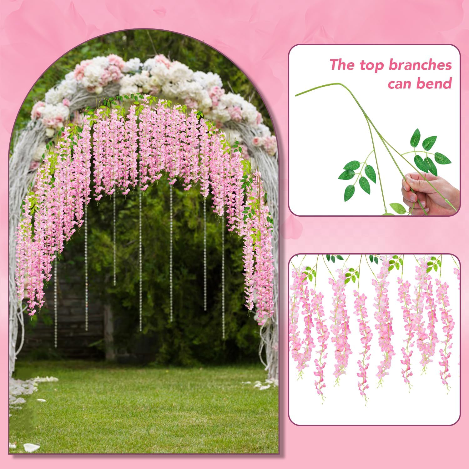 Alotiki Wisteria Garland Artificial Flowers 36ft Pink