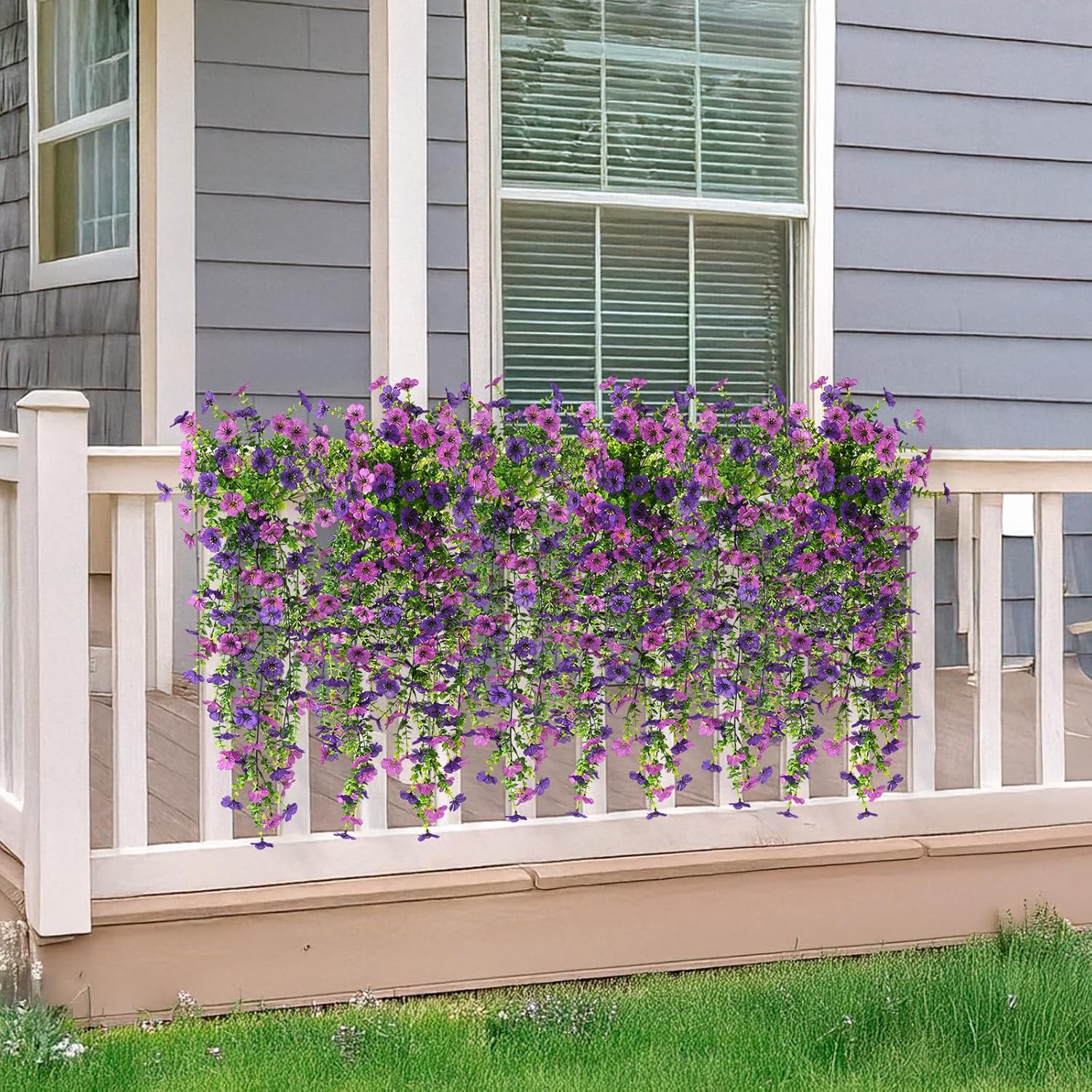 Hommyea Artificial Hanging Flowers Double Purple