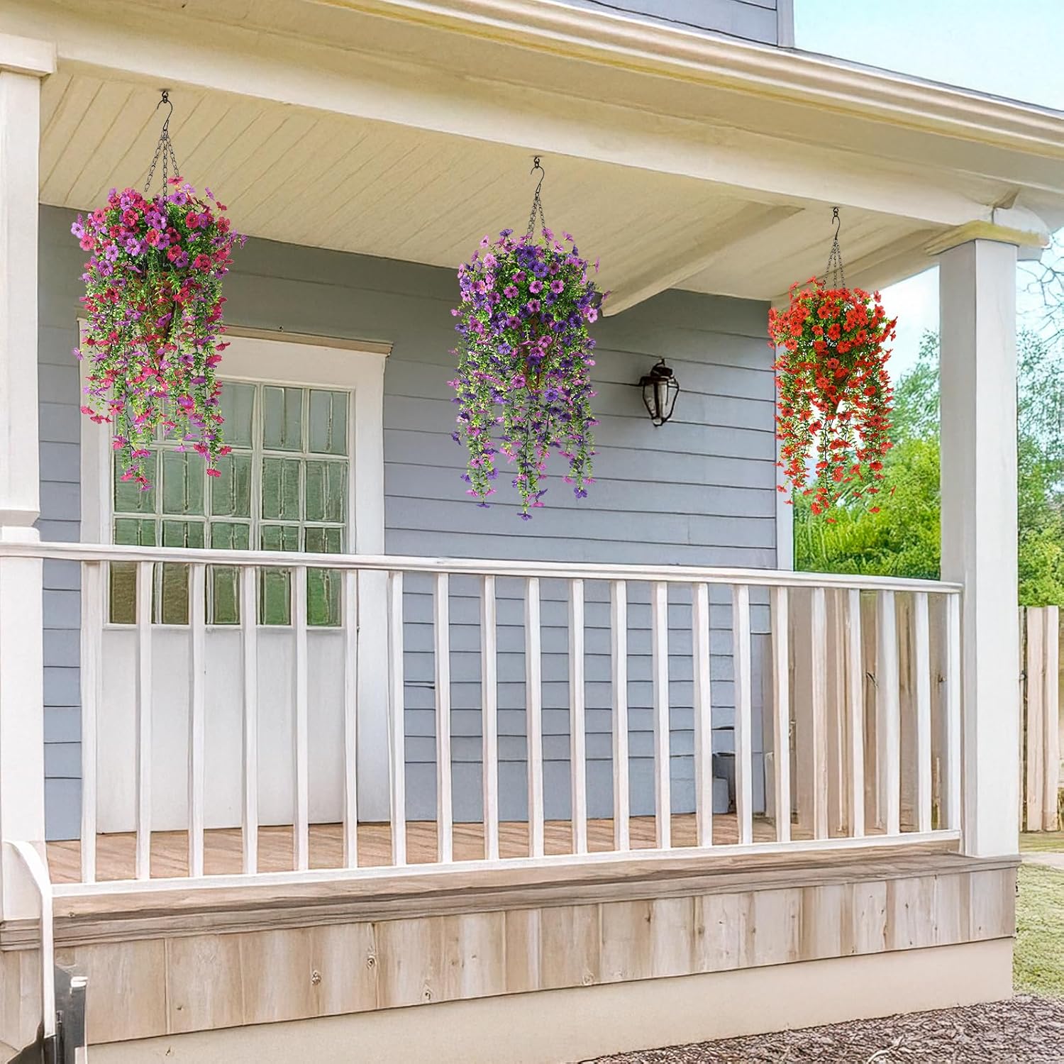 Hommyea Artificial Hanging Flowers Double Purple
