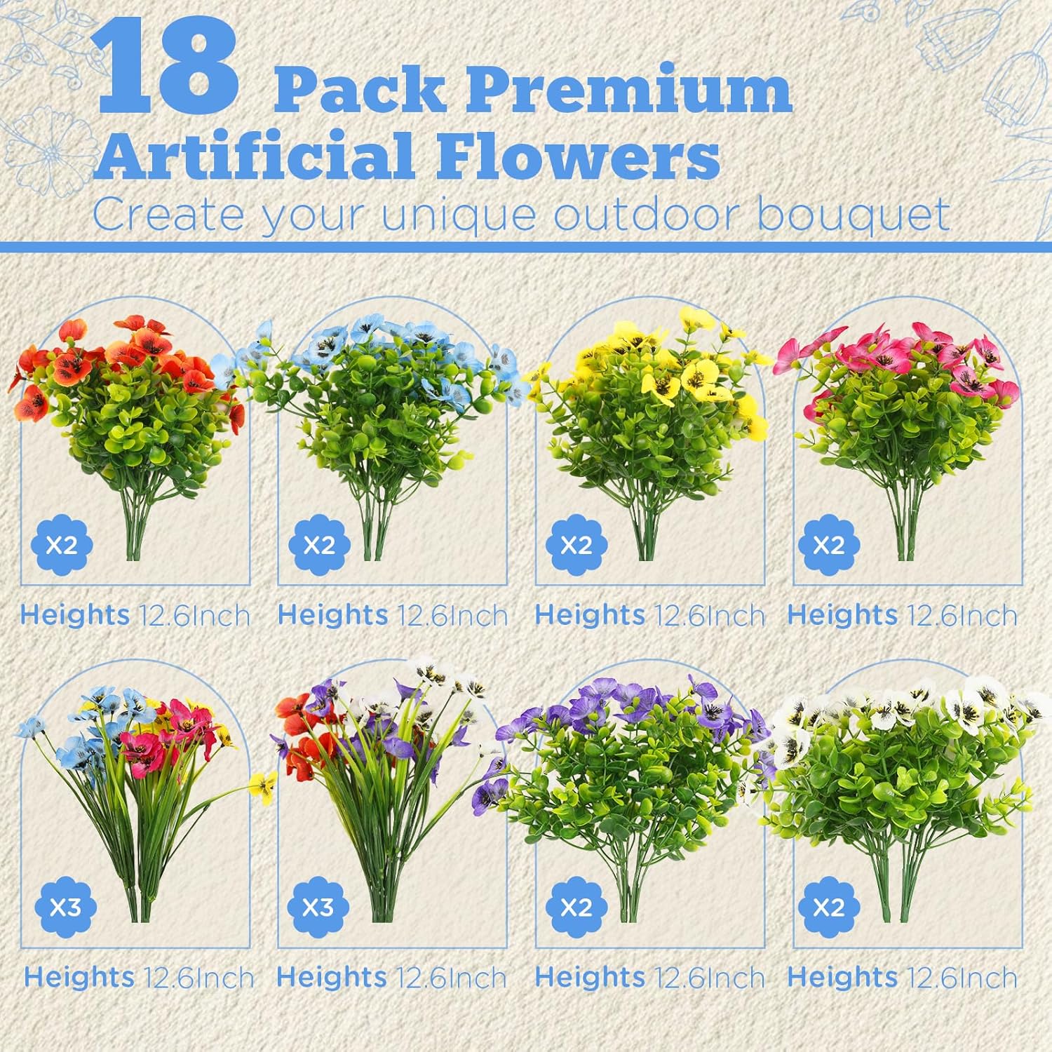 Realistic Artificial Pansies for Outdoor Use 18 Bundle UV Resistant Decor