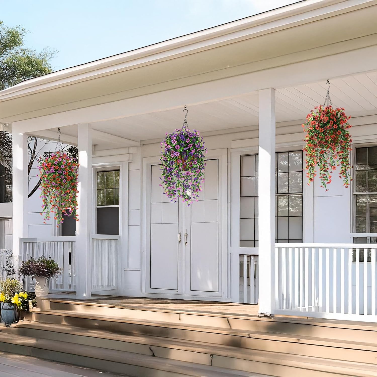 Artificial Daisy and Eucalyptus Flowers for Outdoor Decor