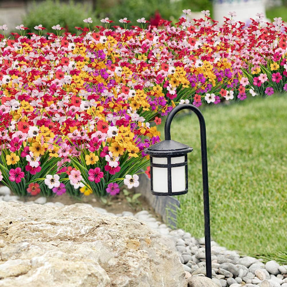 MACTING Artificial Flowers 6 Bundles UV Resistant Outdoor Decor