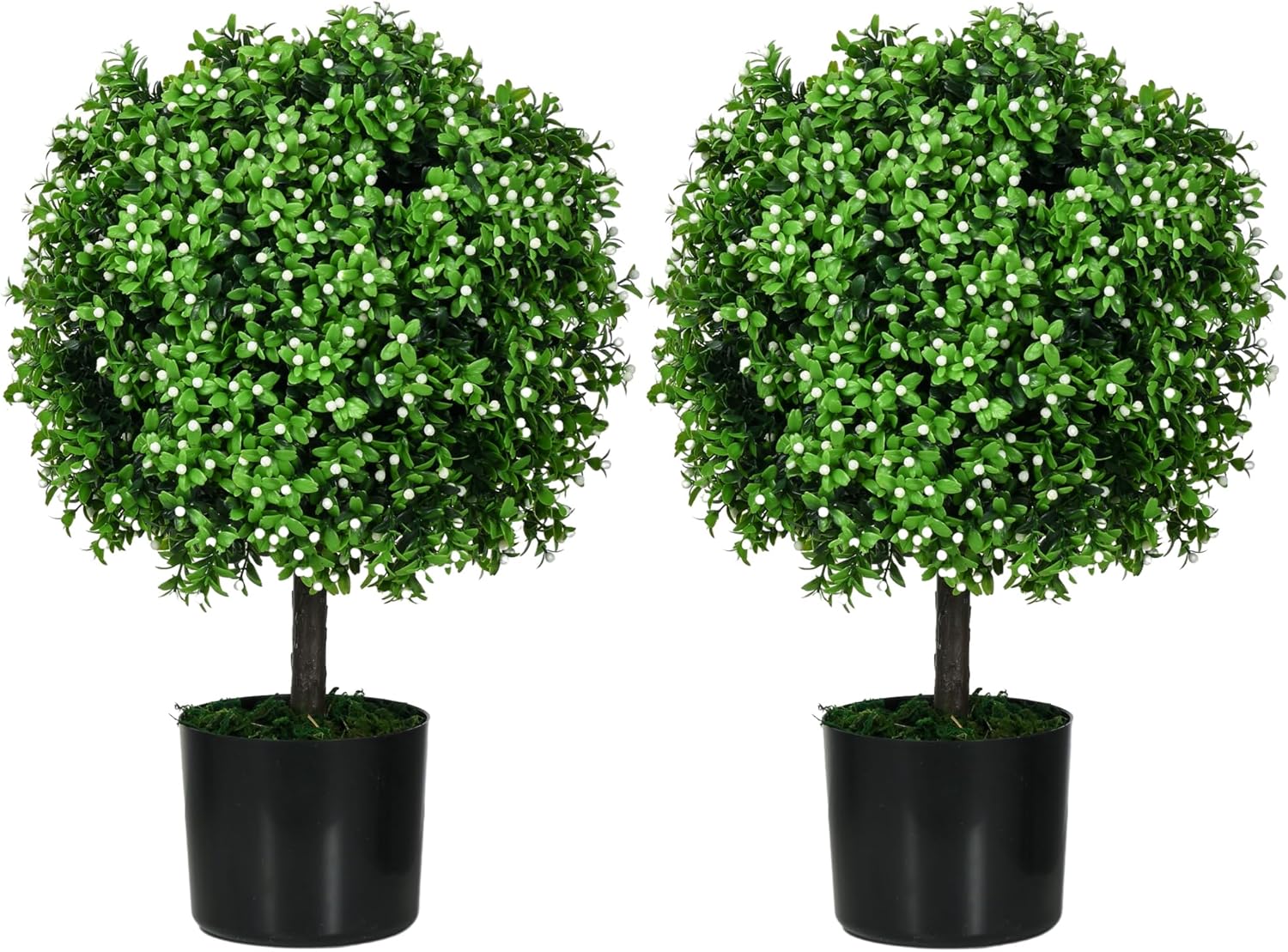 HOMCOM 2 Pack Artificial Boxwood Topiary Trees with Pot