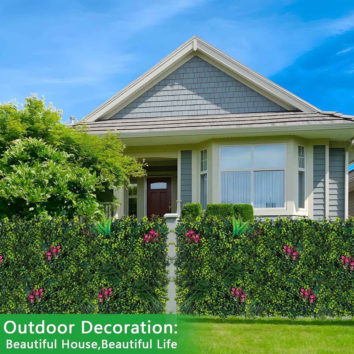 Artificial Boxwood Wall Panels with Mint Leaves 20x20 12pcs Greenery Privacy Screen