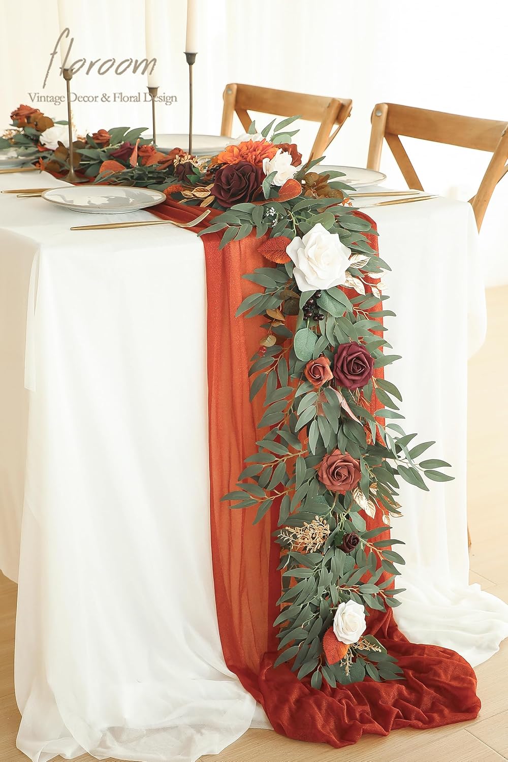 Floroom 6ft Artificial Eucalyptus Garland with Flowers