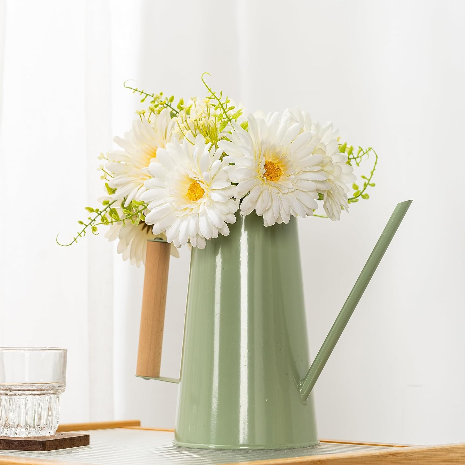 TOPIA Artificial Daisies Gerbera Bouquet 10 Stems Silk White