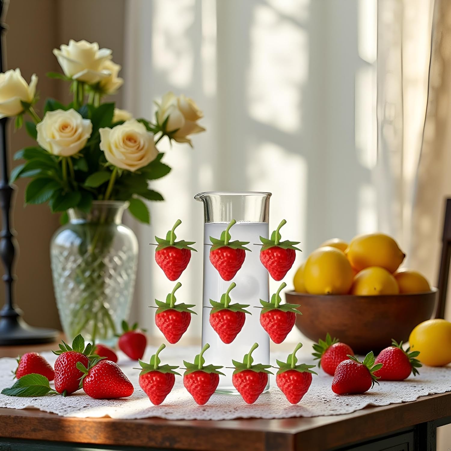 10 Pcs Realistic Plastic Artificial Strawberries Decoration