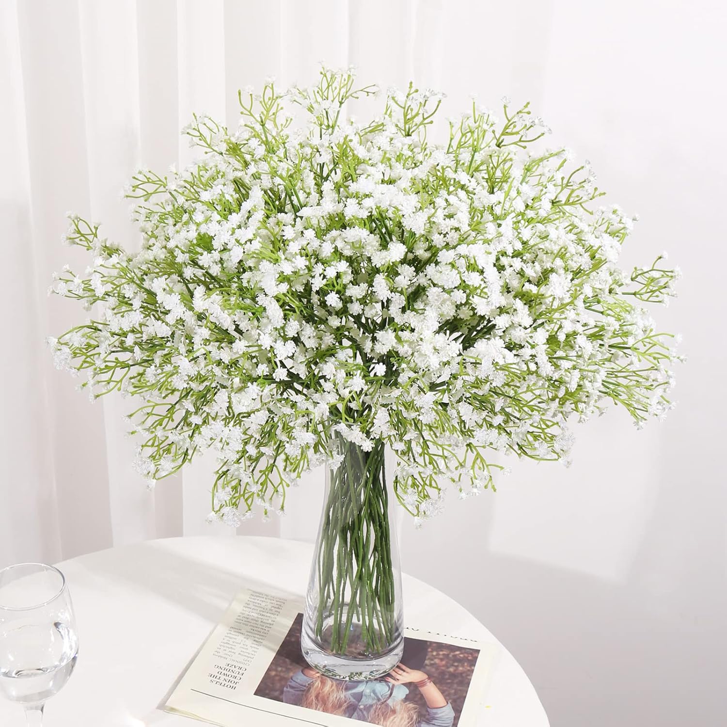 DEEMEI 6pcs Artificial Babys Breath Flowers White Gypsophila Bouquets