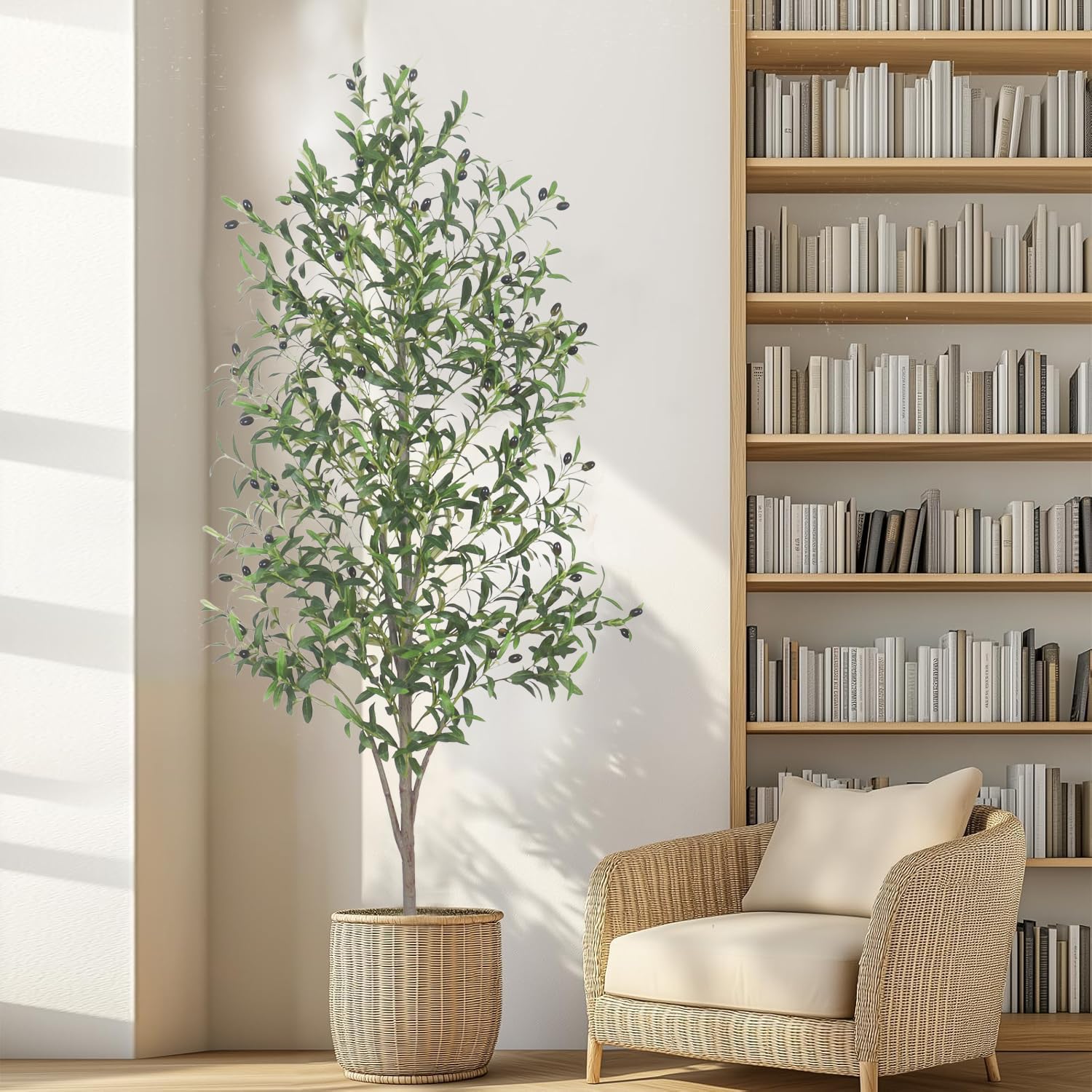 Artificial Olive Tree 6FT Tall with White Pot