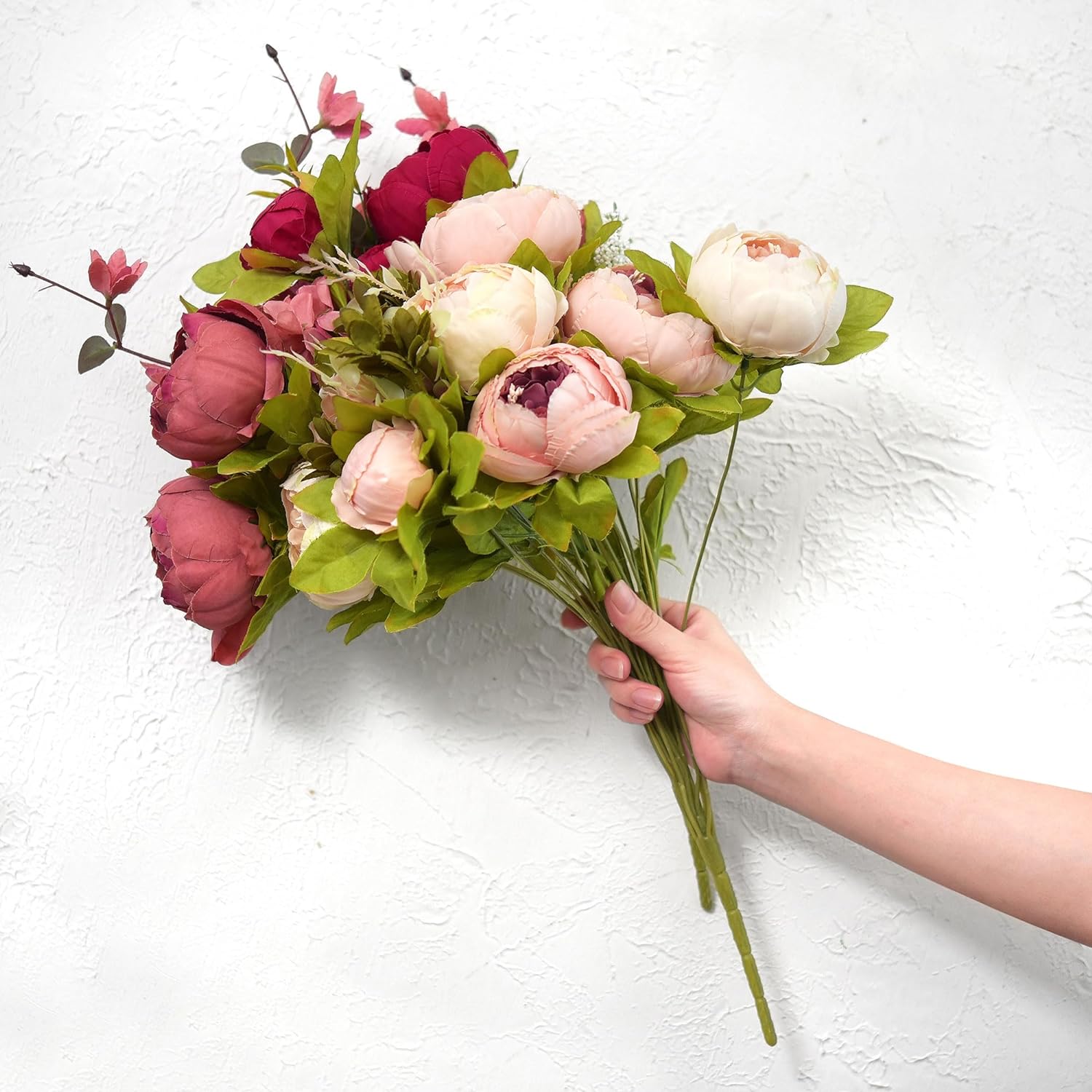 FiveSeasonStuff Passion Blush Artificial Peony Bouquet