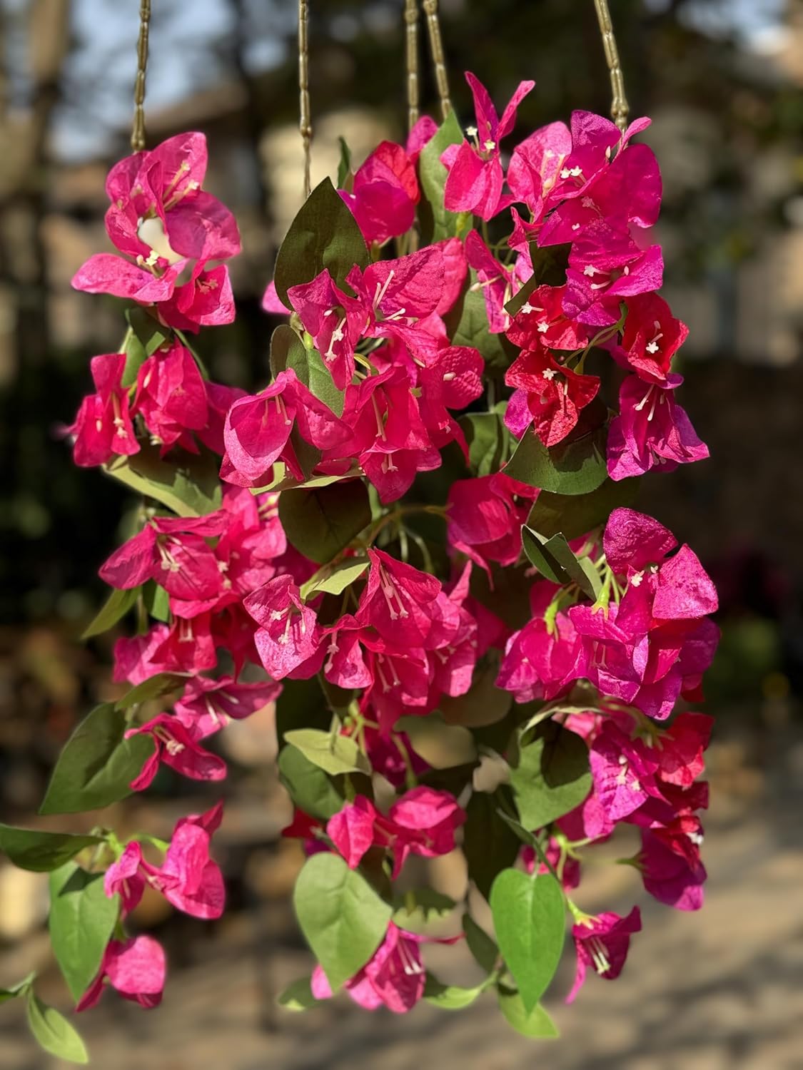 INSUNSIX 12PCS Long Stem Pink Artificial Bougainvillea Flowers