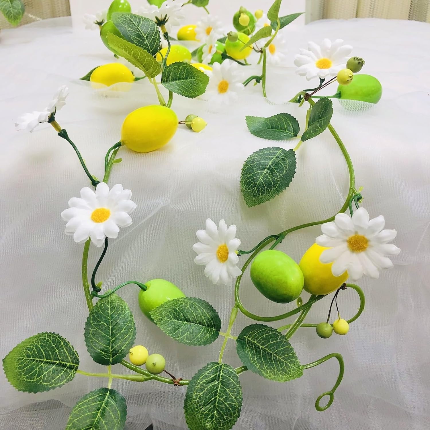 Artificial Lemon Daisy Flower Vines Garland 656ft