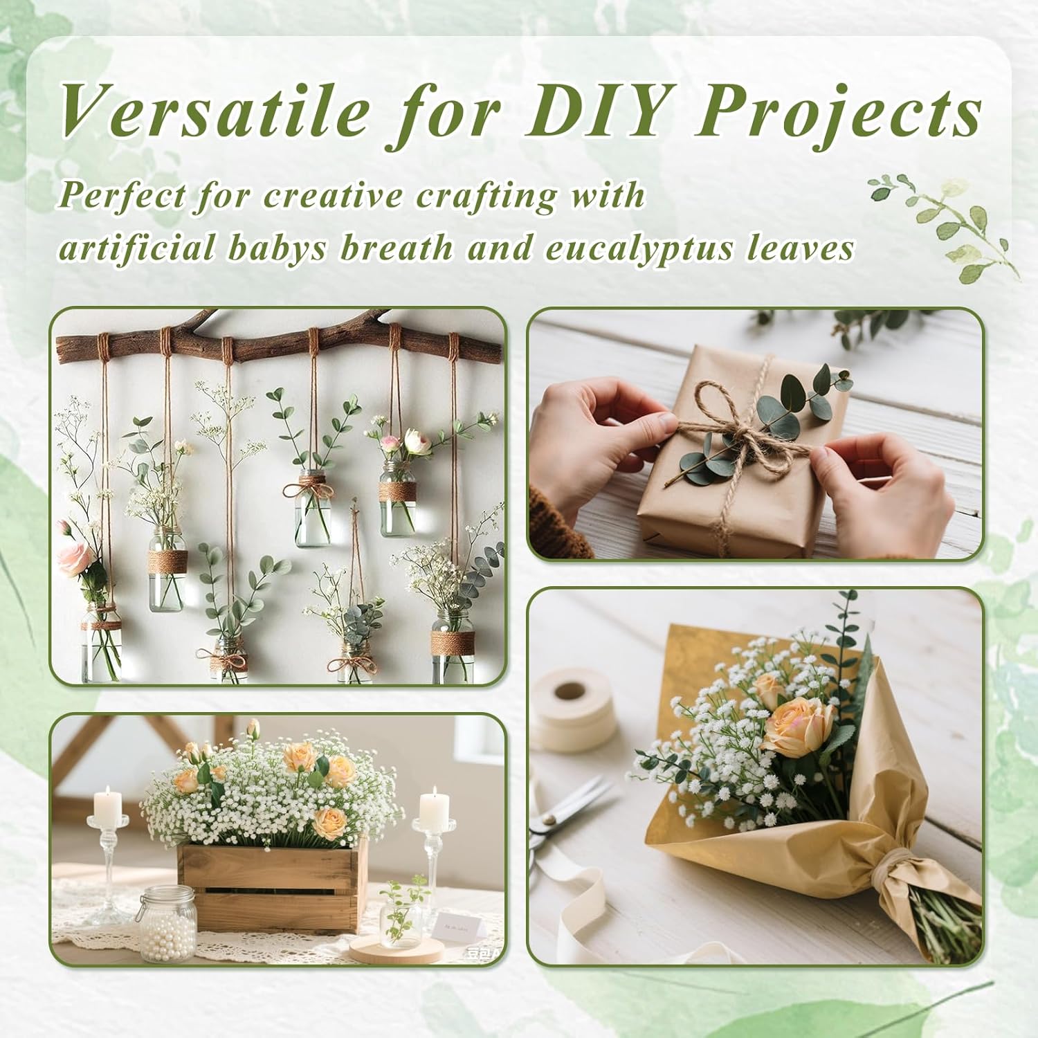 DomeStar 20PCS Mixed Babys Breath Eucalyptus Stems Decor