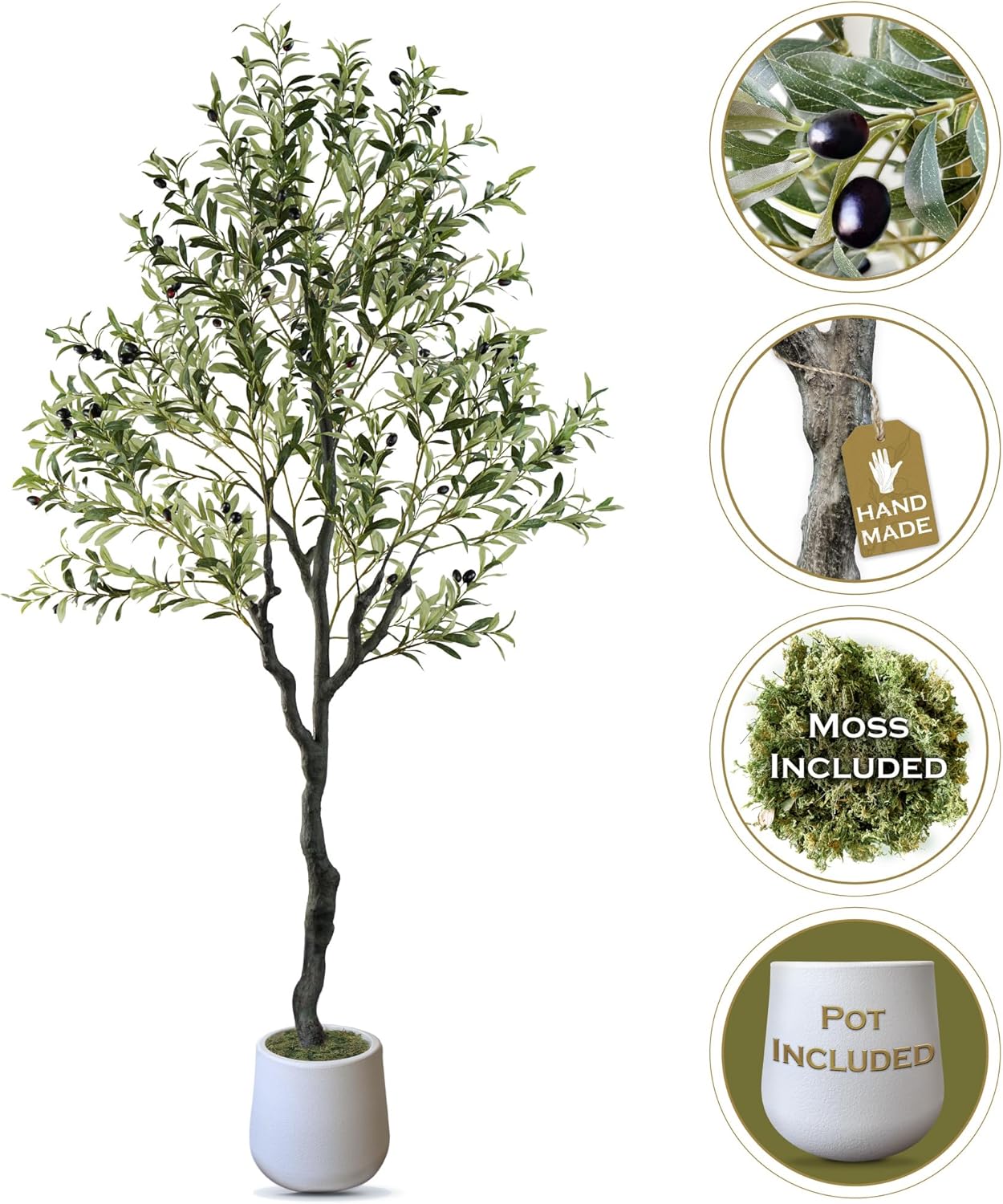 Handmade Faux Olive Tree 6FT with Realistic Pot