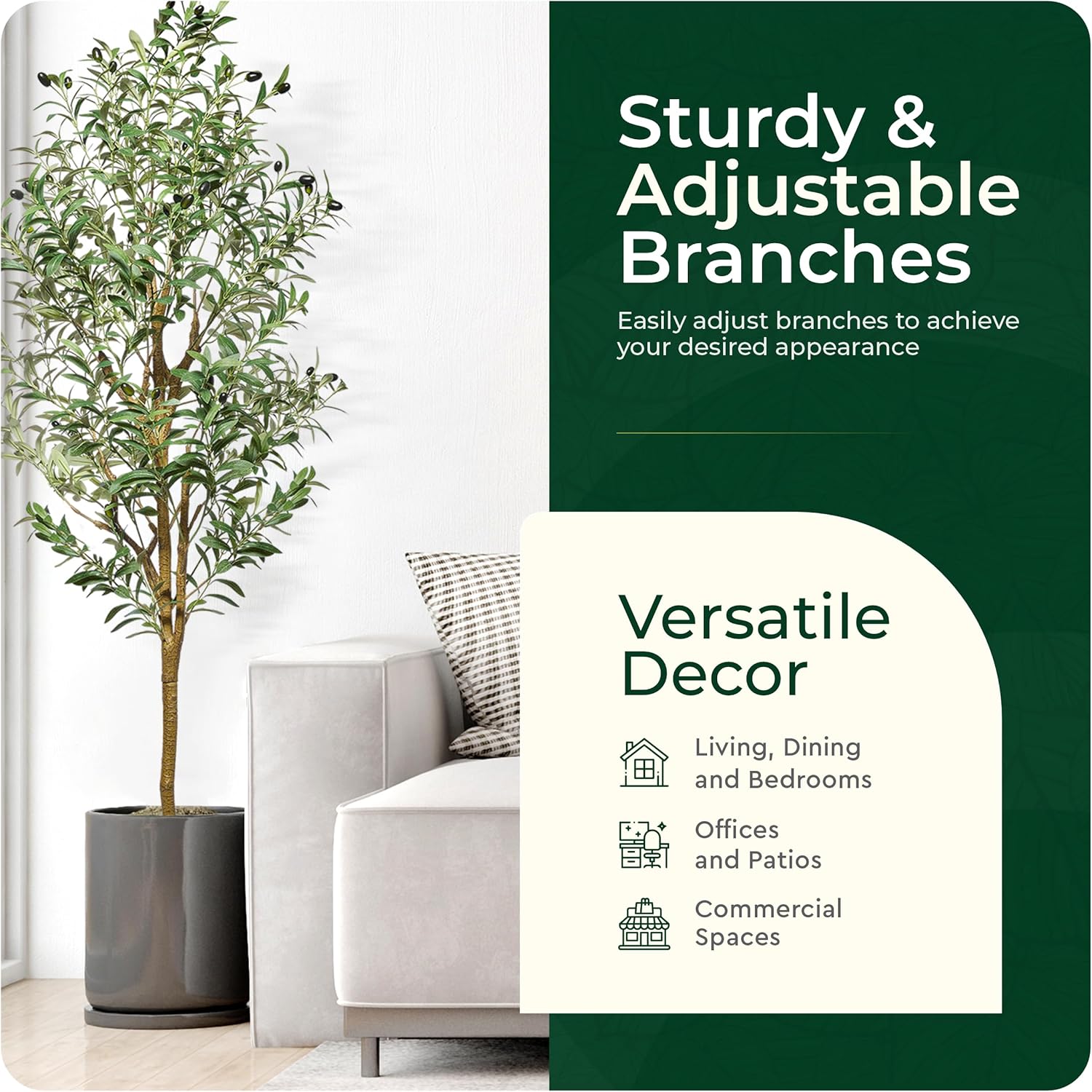Faux Olive Tree 5ft - Artificial Indoor Decor with Pot