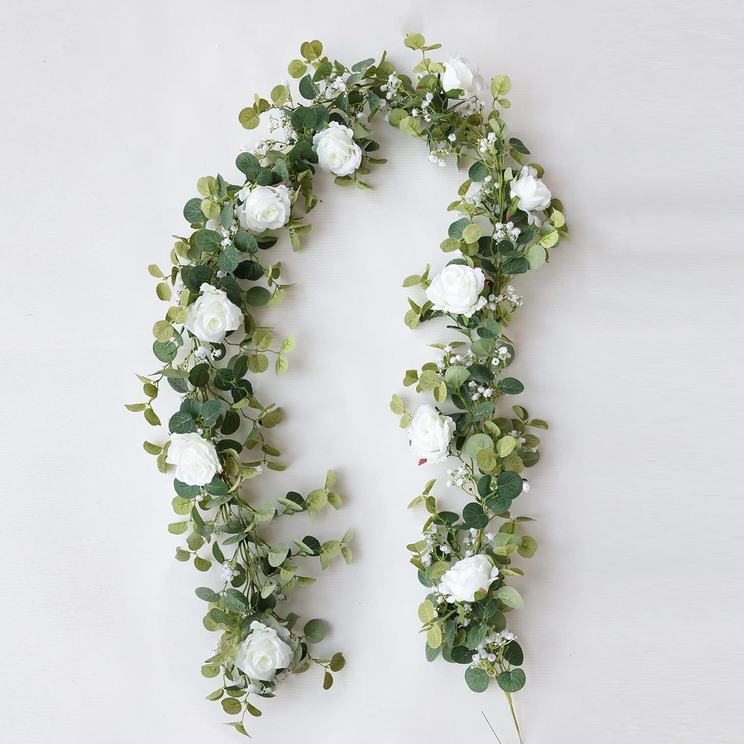 Annas Whimsy 591FT Artificial Eucalyptus Garland with Flowers