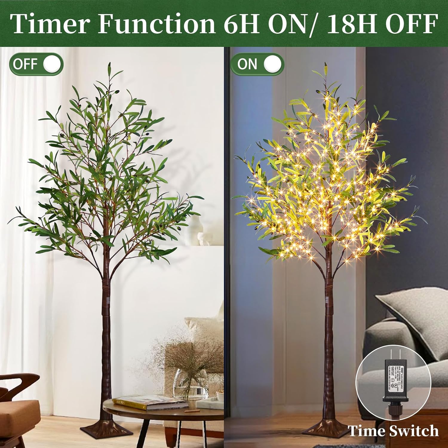 Vanthylit 6ft Artificial Olive Tree with 300 LED Lights